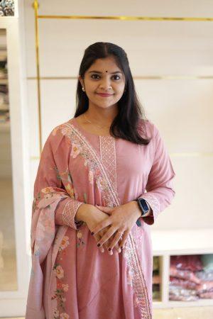 New chinon silk set( top pant dupatta)